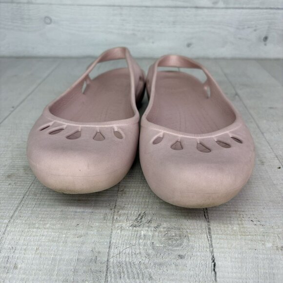 Crocs MALINDI Pink Slingback Slip On Round Closed Toe Ballet Flat Shoes Size 10 - Picture 8 of 16